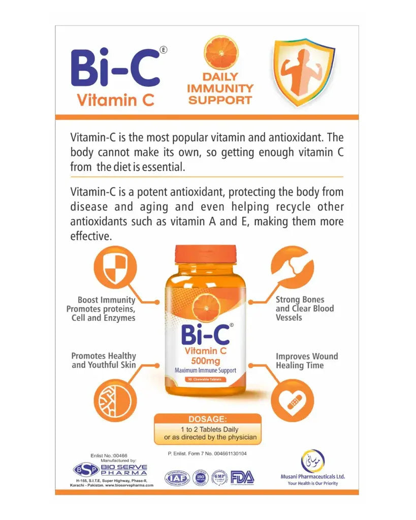 Bi-C Vitamin C 500 mg Chewable Tablets
