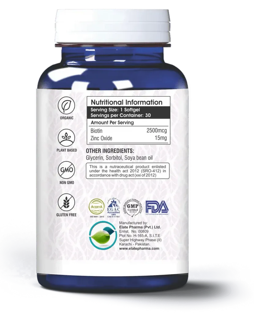 Elate’s Biotin with Zinc Supplement