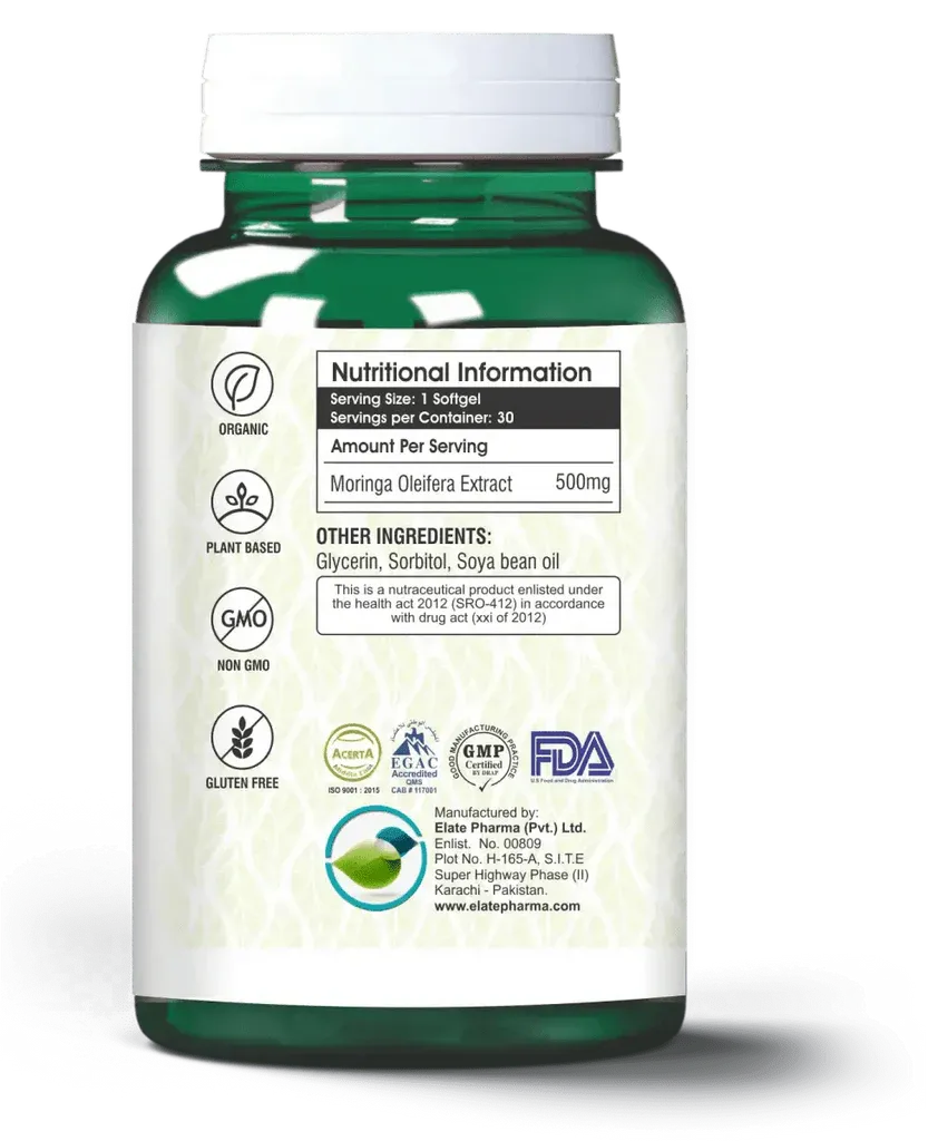 Elate’s Moringa Oleifera 500 mg Herbal Supplement