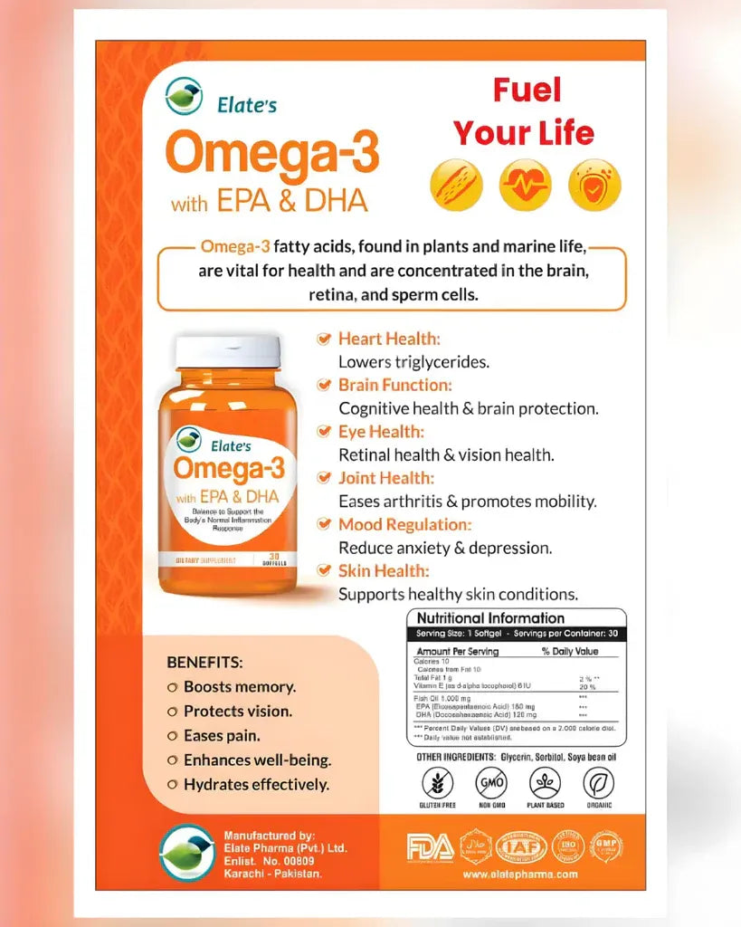 Elate’s Omega-3 Fish Oil with EPA & DHA