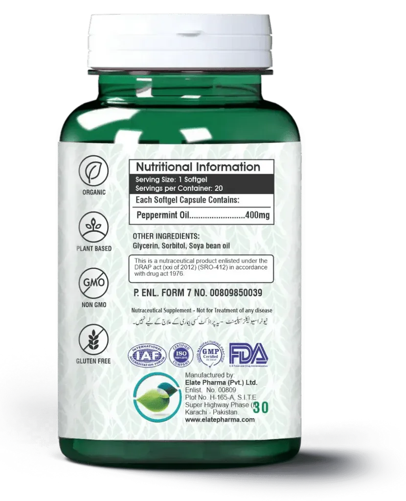 Elate’s Pemsof Peppermint Oil Softgels